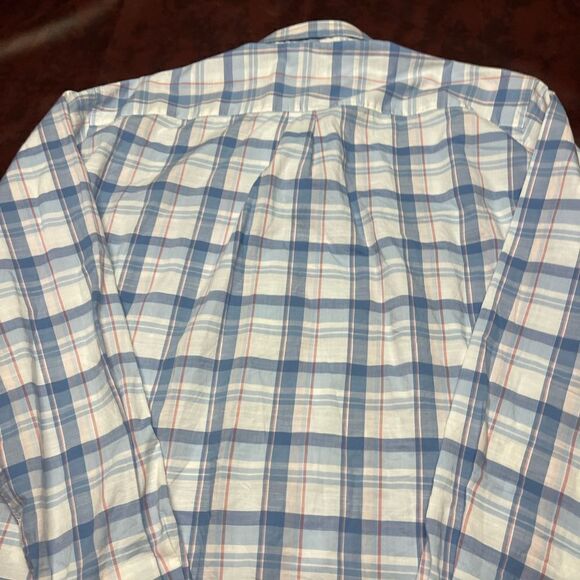 Peter Millar blue white pink plaid long sleeve button down shirt, size XL - Picture 13 of 13